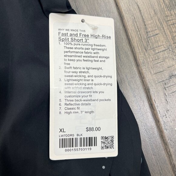 Lululemon NWT Fast and Free High-Rise Classic-Fit Split Short 3" Black - Picture 5 of 8